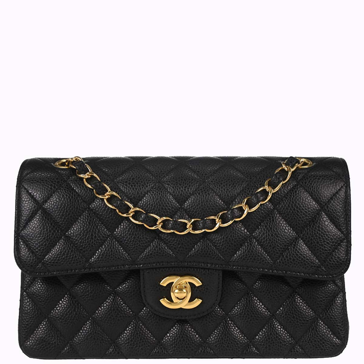 Chanel Black Caviar Skin Small Classic Double Flap Shoulder Bag