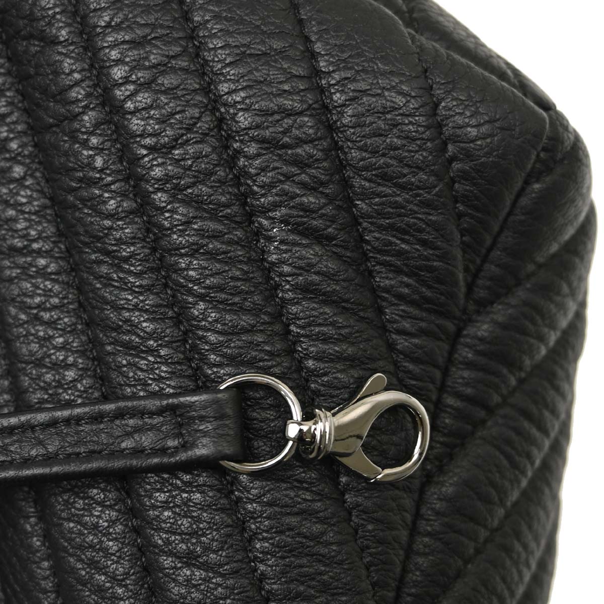 Chanel 2017 Black Deerskin Urban Spirit Chevron Drawstring Bucket Tote Handbag