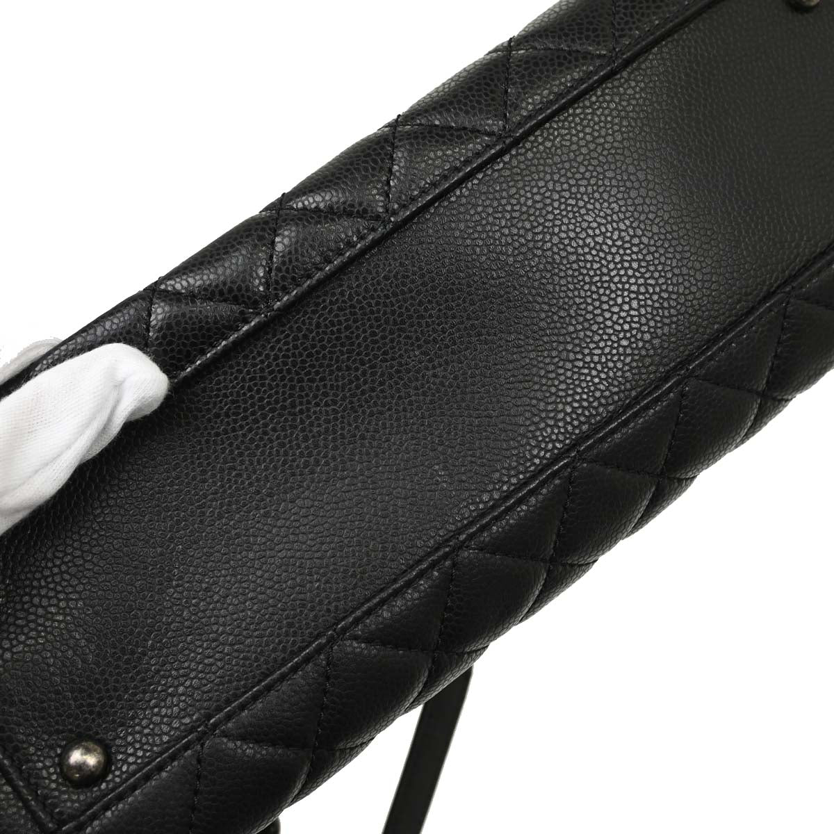 Chanel 2015-2016 Black Caviar Skin Tote Chain Handbag