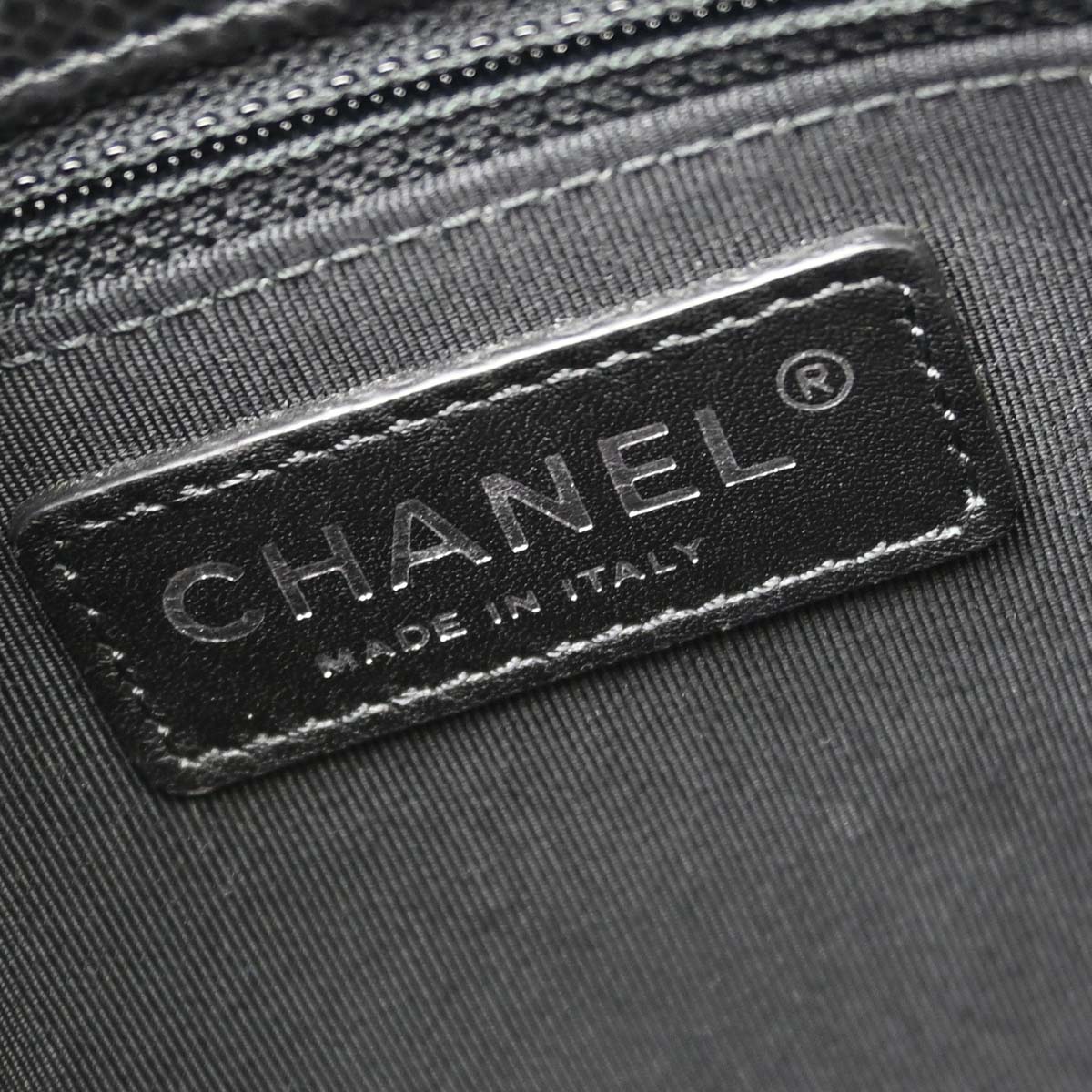 Chanel 2015-2016 Black Caviar Skin Tote Chain Handbag