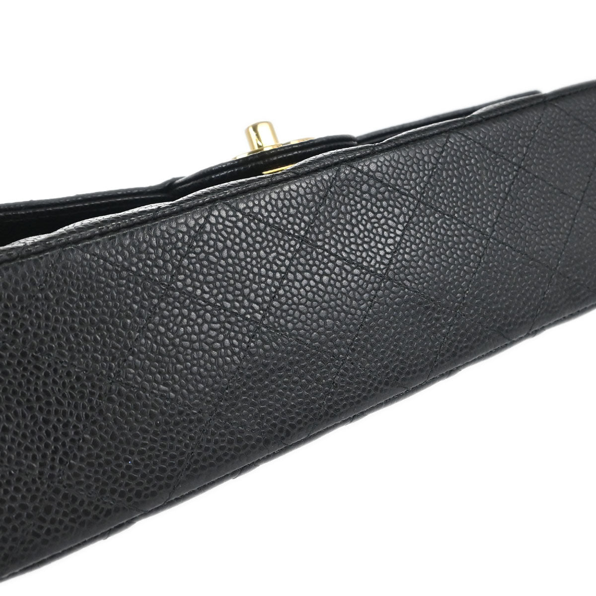 Chanel 2016-2017 Black Caviar Skin Medium Classic Double Flap Shoulder Bag