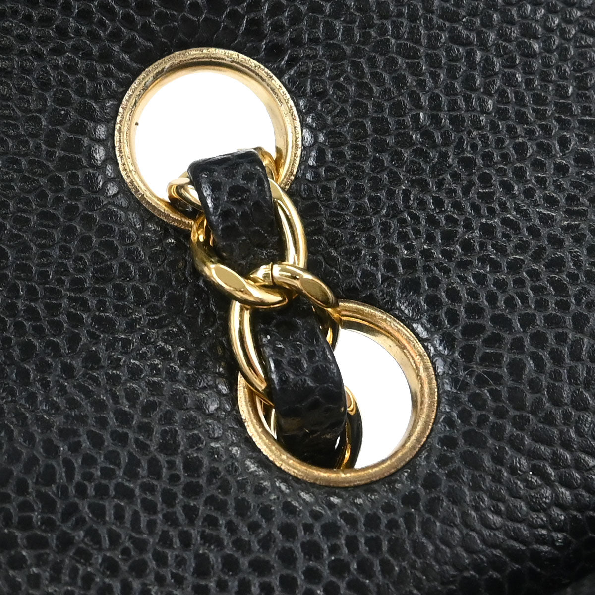 Chanel 2016-2017 Black Caviar Skin Medium Classic Double Flap Shoulder Bag