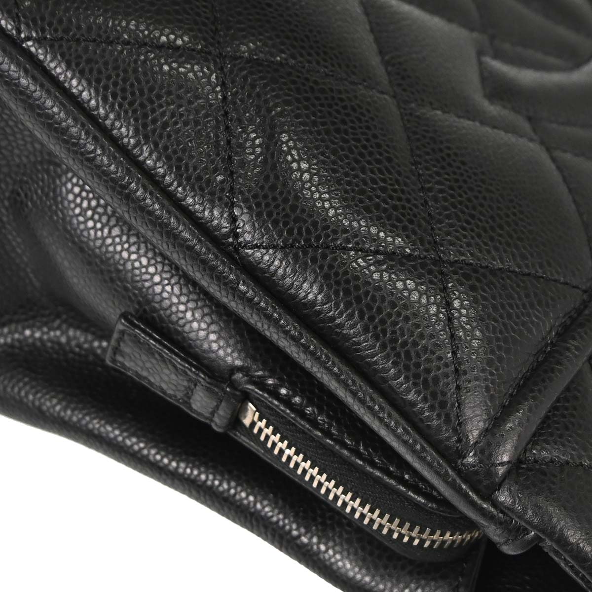 Chanel 2013-2014 Black Caviar Skin Timeless CC Chain Tote Bag