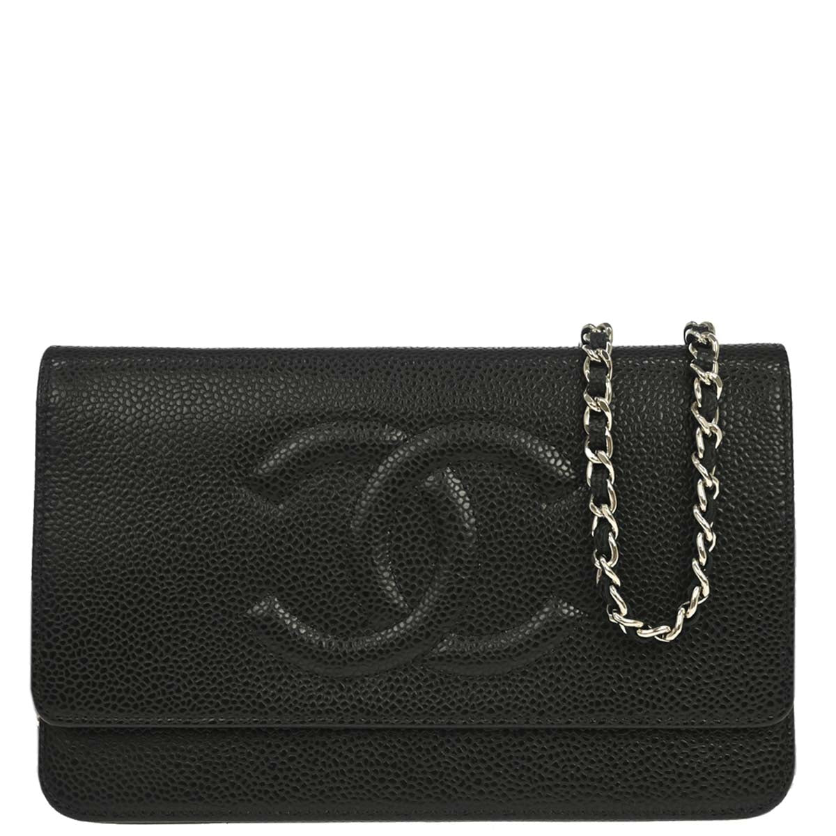 Chanel 2014-2015 Black Caviar Skin Timeless WOC Wallet on Chain Shoulder Bag