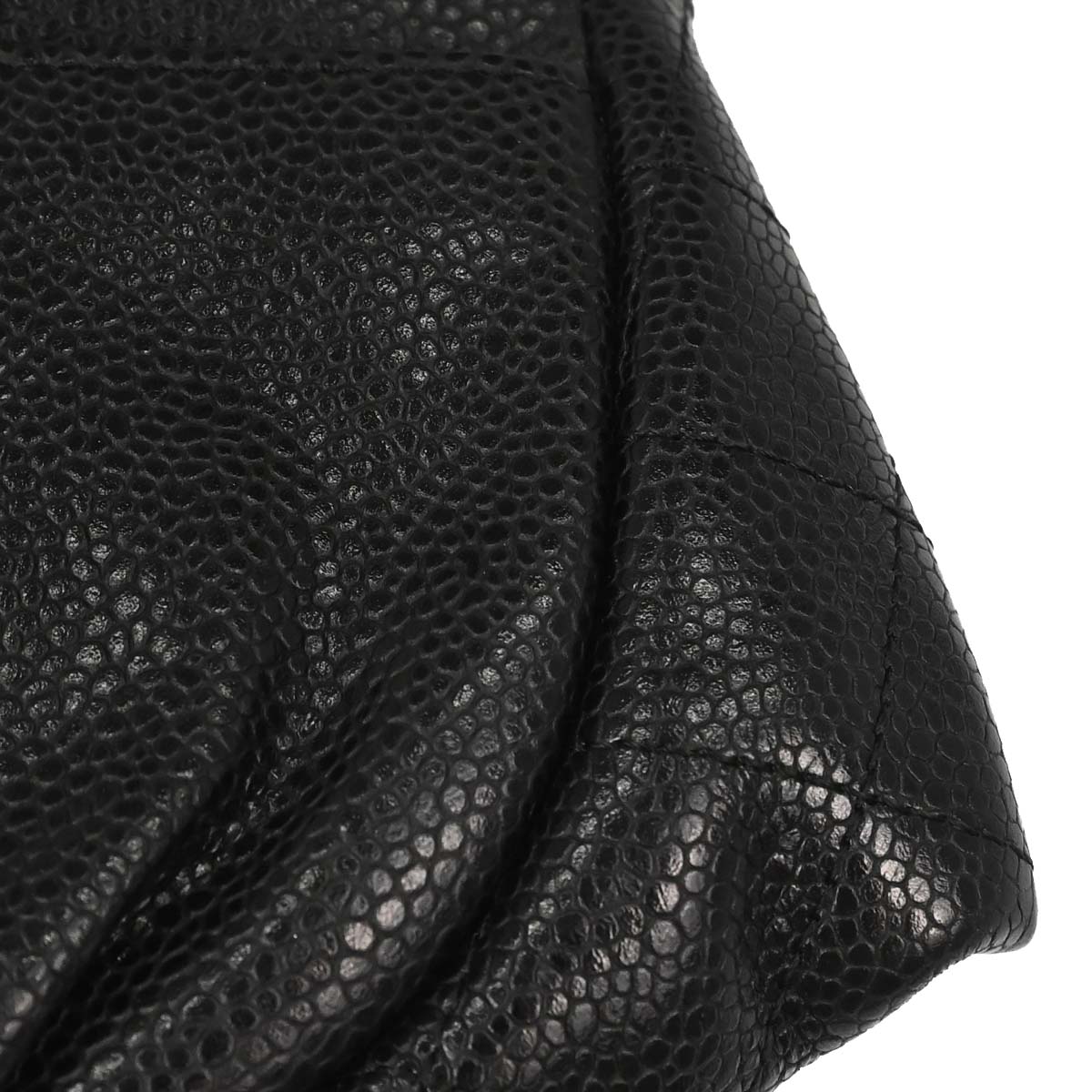 Chanel 2013-2014 Black Caviar Skin Half Moon Flap WOC Wallet on Chain Shoulder Bag