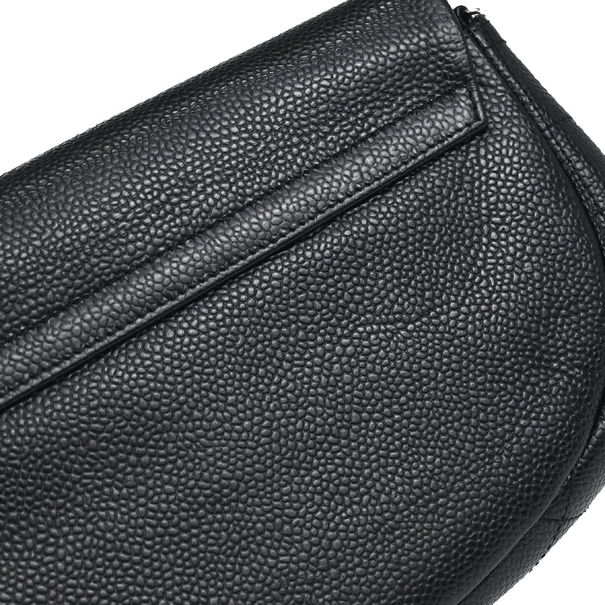 Chanel 2012 Black Caviar Skin Half Moon Flap WOC Wallet on Chain Shoulder Bag