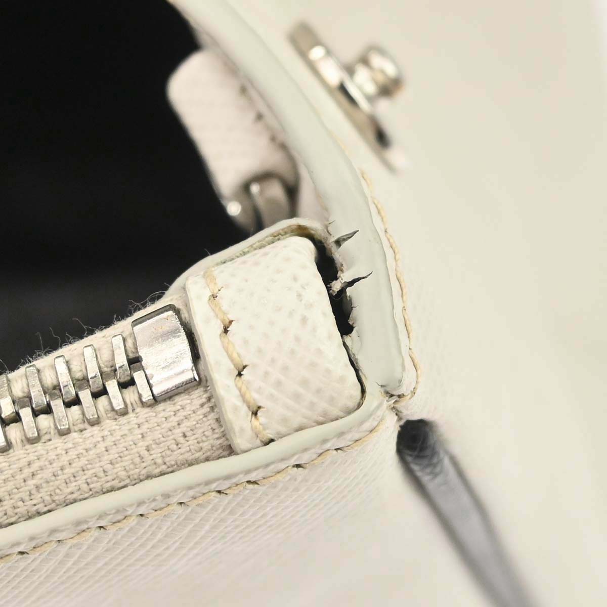 Prada White Leather Galleria 2way Shoulder Tote Handbag