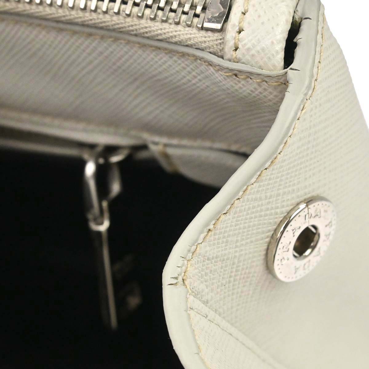Prada White Leather Galleria 2way Shoulder Tote Handbag