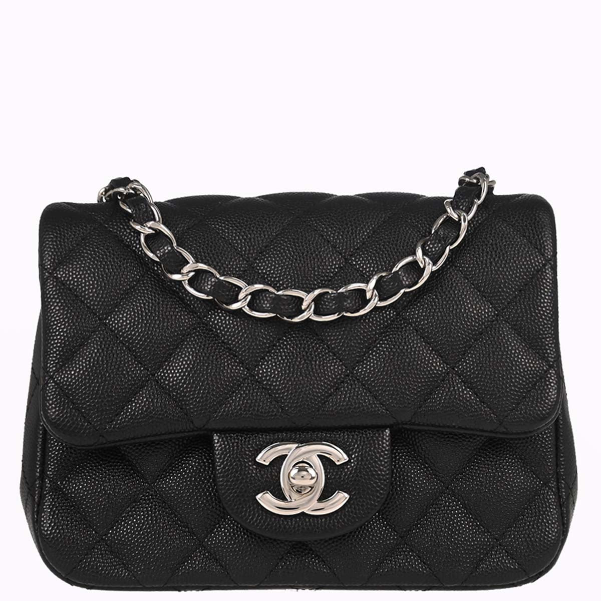 Chanel Black Caviar Skin Mini Classic Square Flap Shoulder Bag 17
