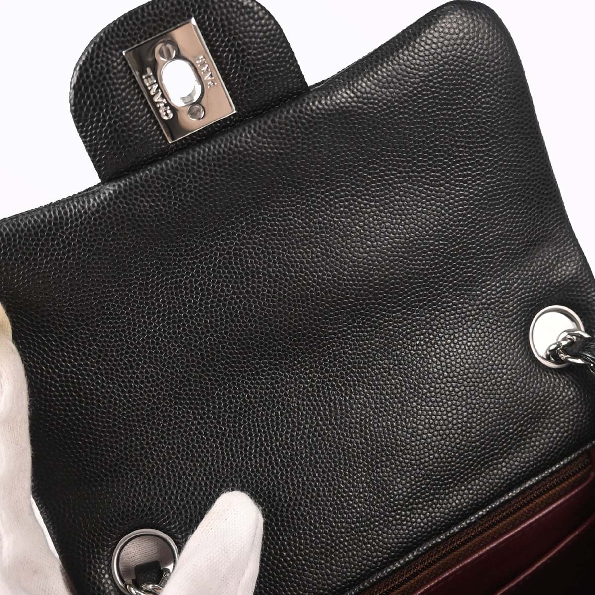 Chanel Black Caviar Skin Mini Classic Square Flap Shoulder Bag 17