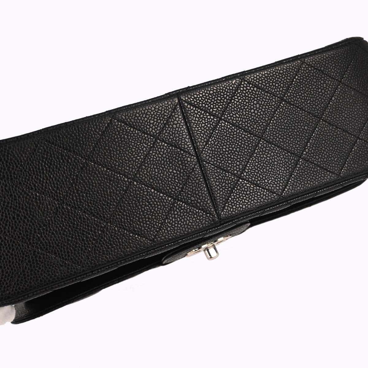 Chanel 2015-2016 Black Caviar Skin Jumbo Classic Double Flap Shoulder Bag