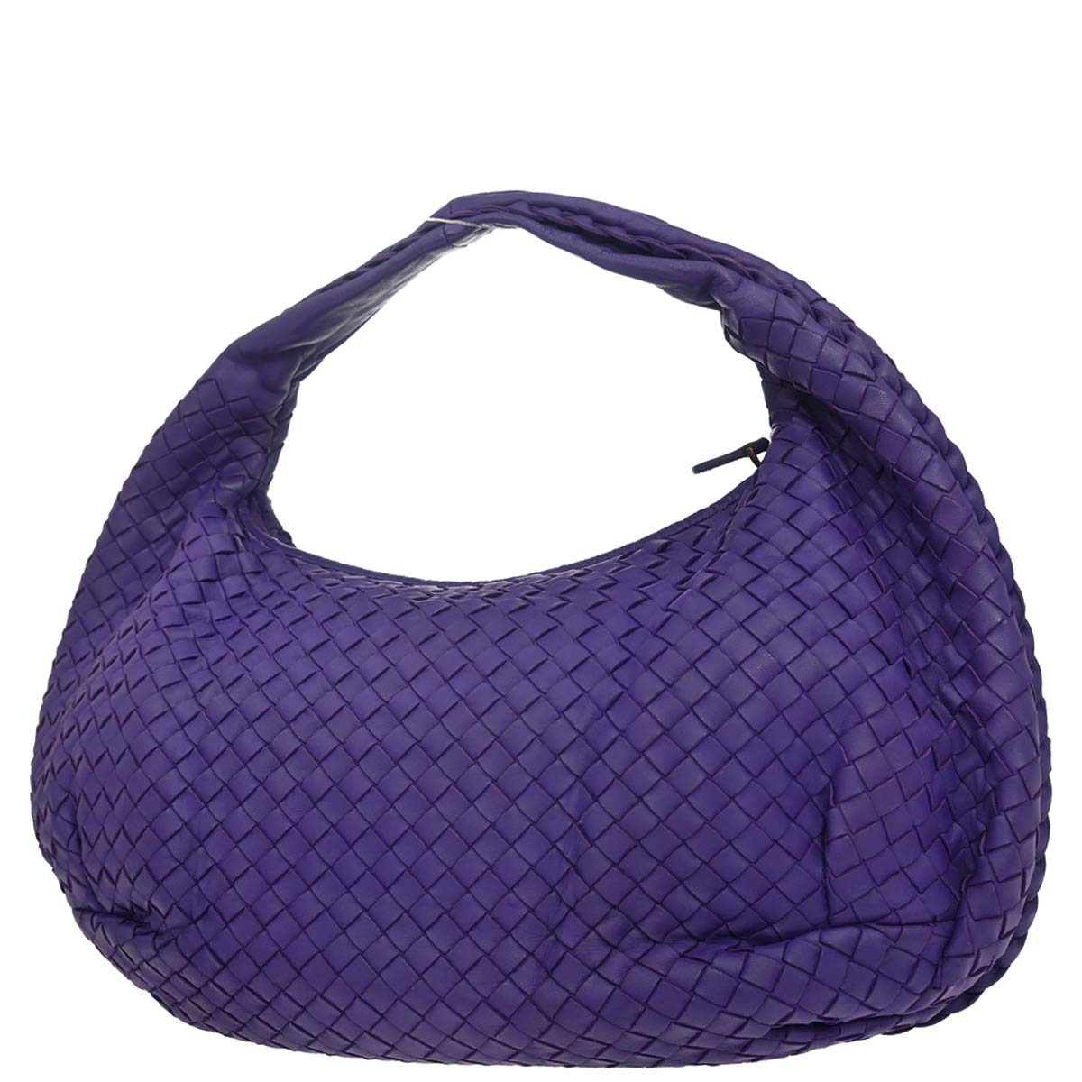 Bottega Veneta Purple Lambskin Intrecciato Hobo Handbag