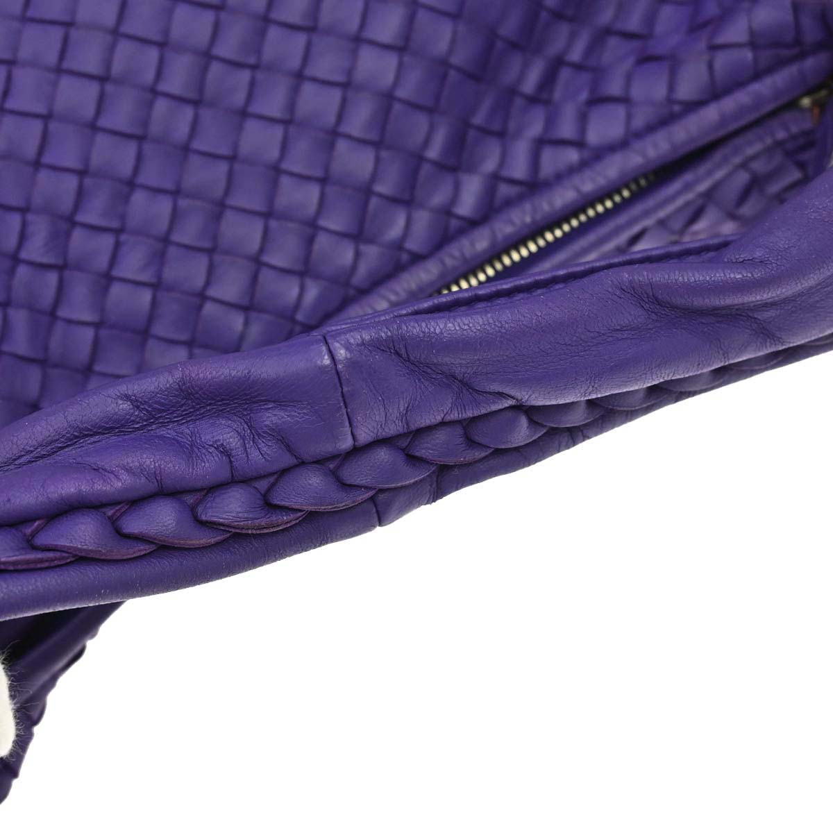 Bottega Veneta Purple Lambskin Intrecciato Hobo Handbag