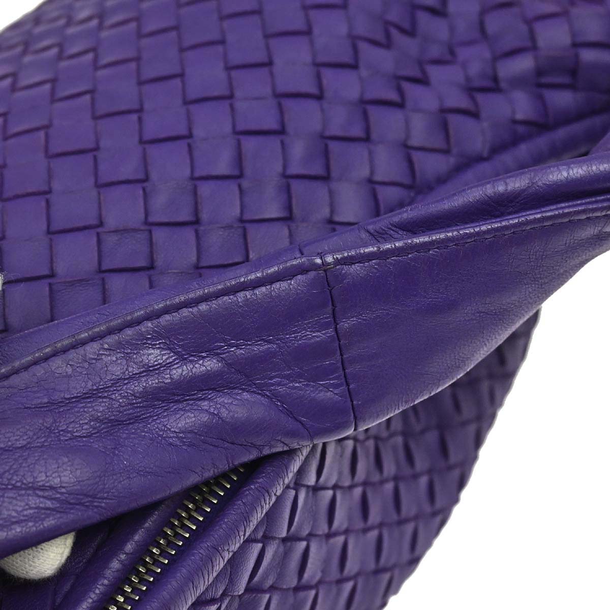 Bottega Veneta Purple Lambskin Intrecciato Hobo Handbag