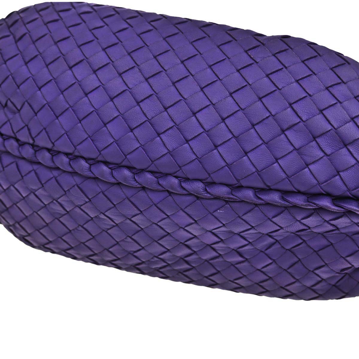 Bottega Veneta Purple Lambskin Intrecciato Hobo Handbag