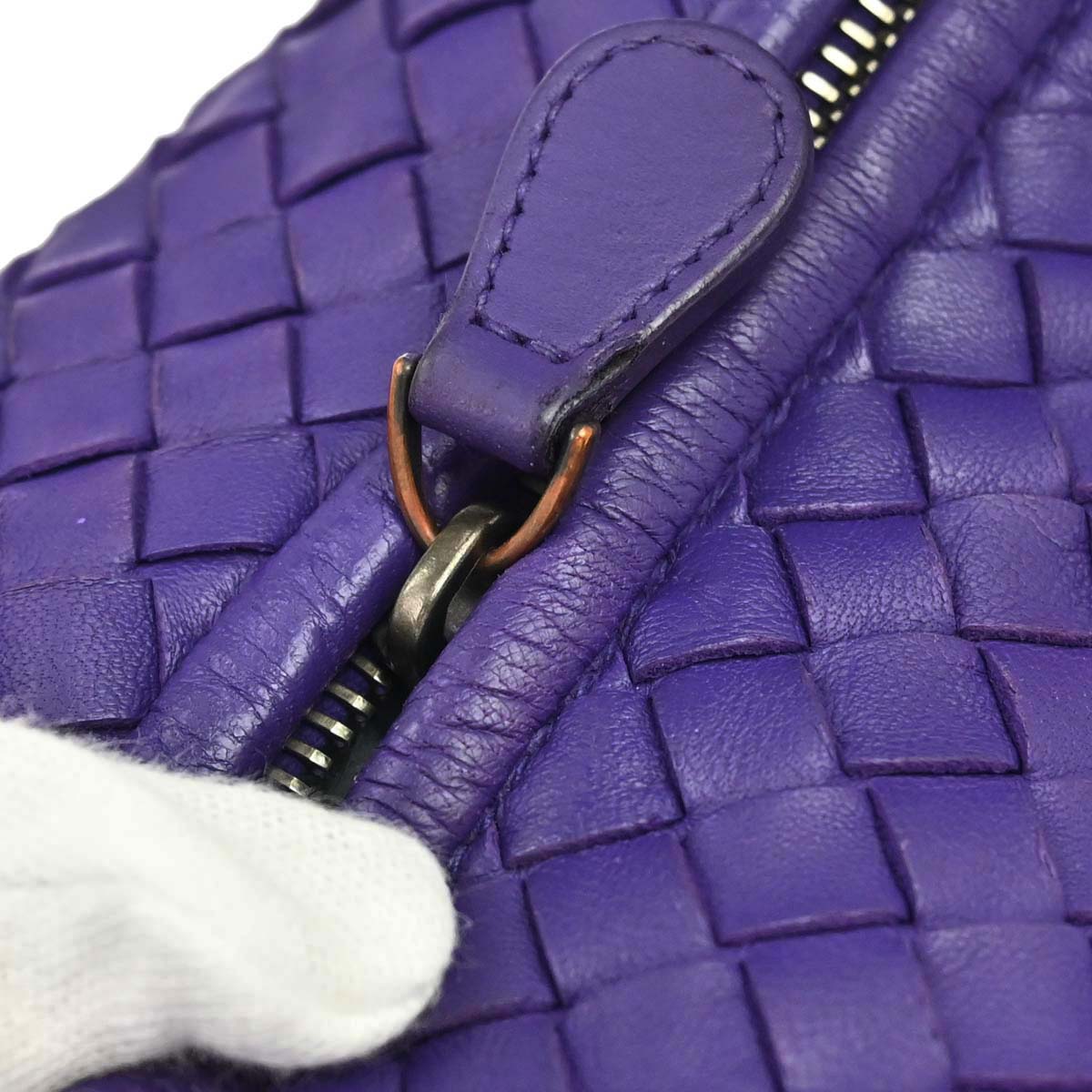 Bottega Veneta Purple Lambskin Intrecciato Hobo Handbag