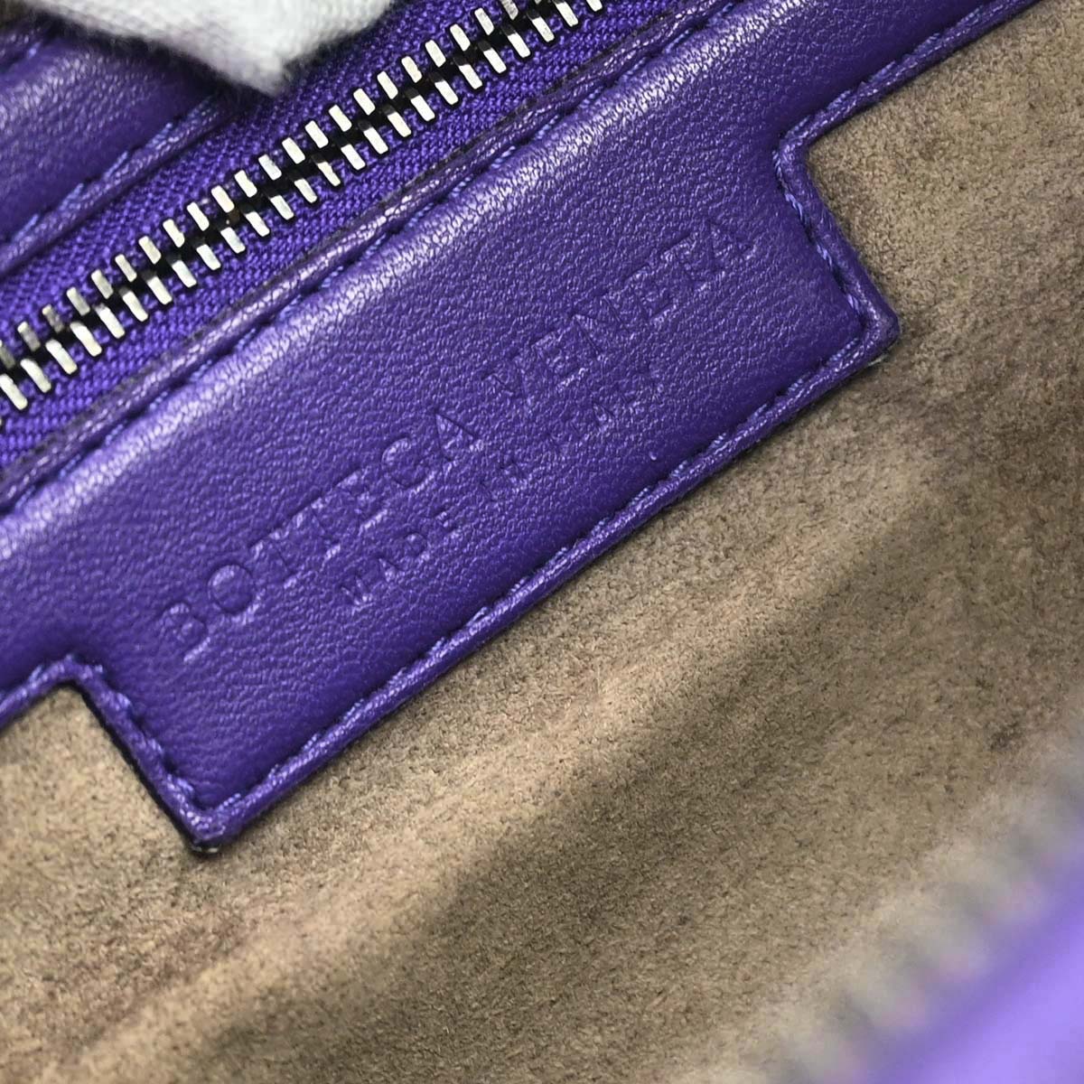 Bottega Veneta Purple Lambskin Intrecciato Hobo Handbag
