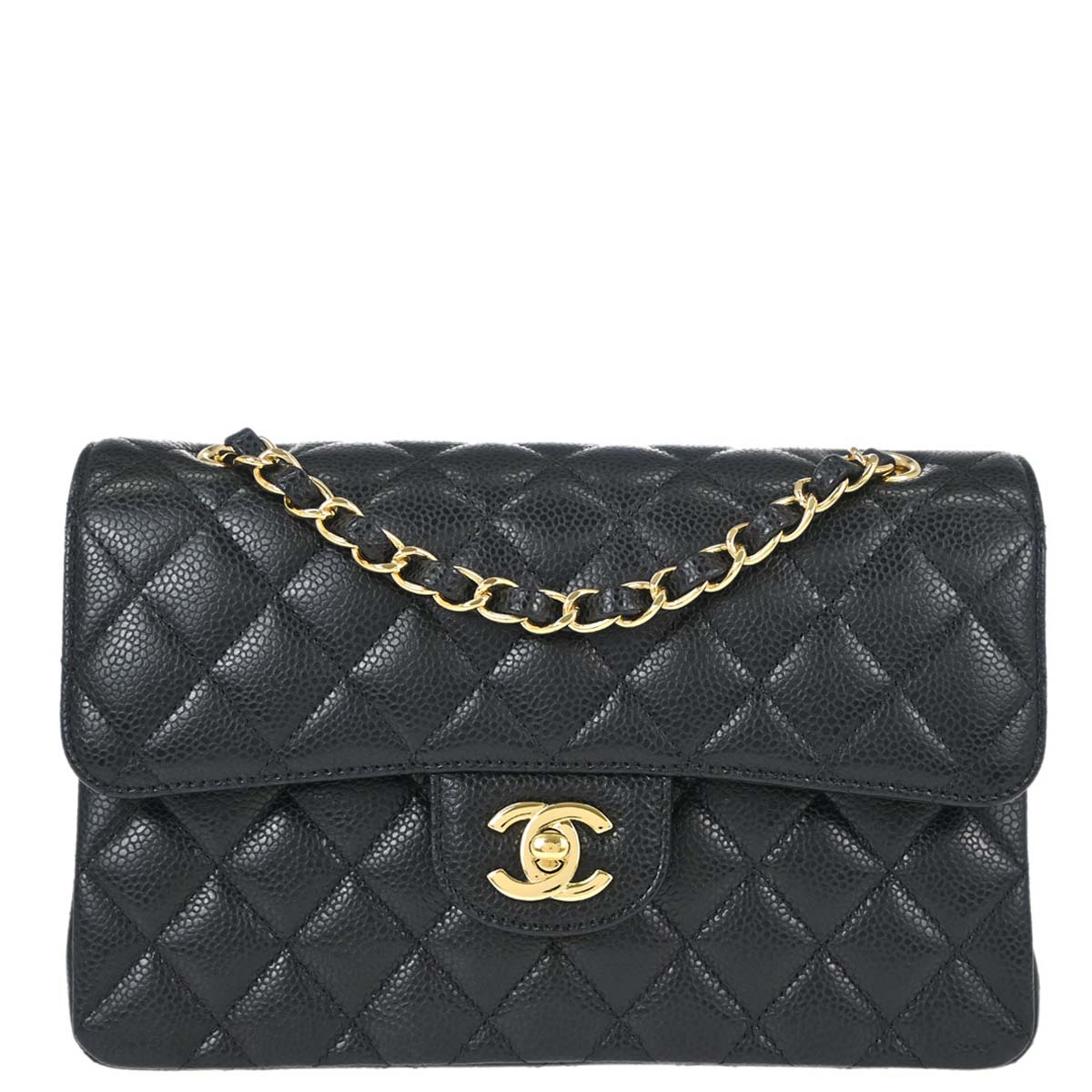 Chanel Black Caviar Skin Small Classic Double Flap Shoulder Bag