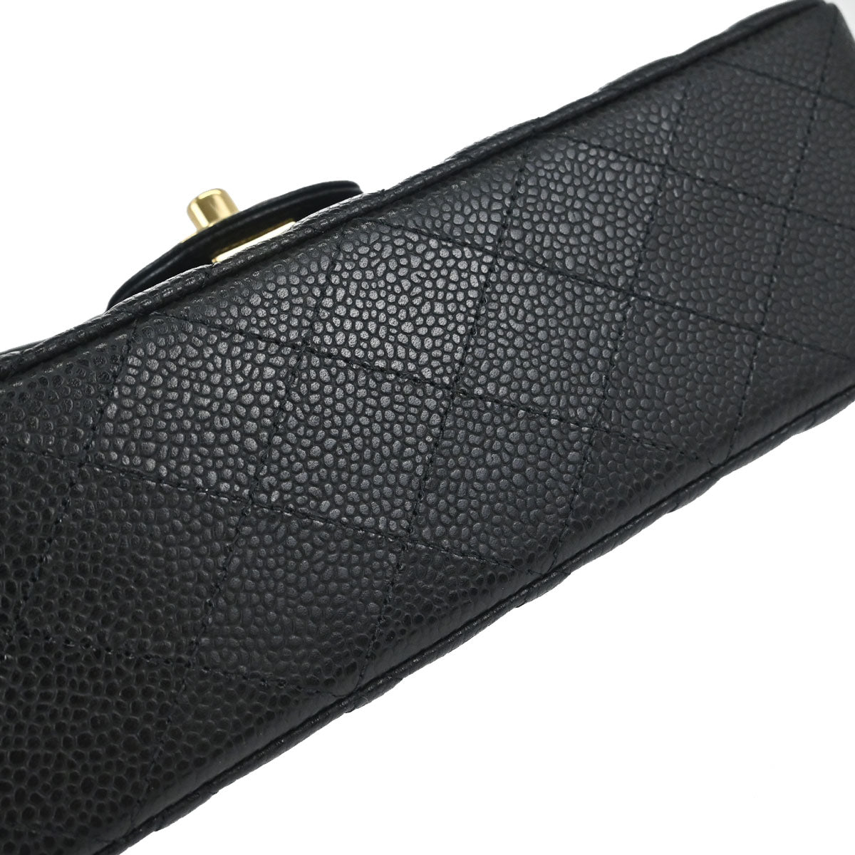 Chanel Black Caviar Skin Small Classic Double Flap Shoulder Bag