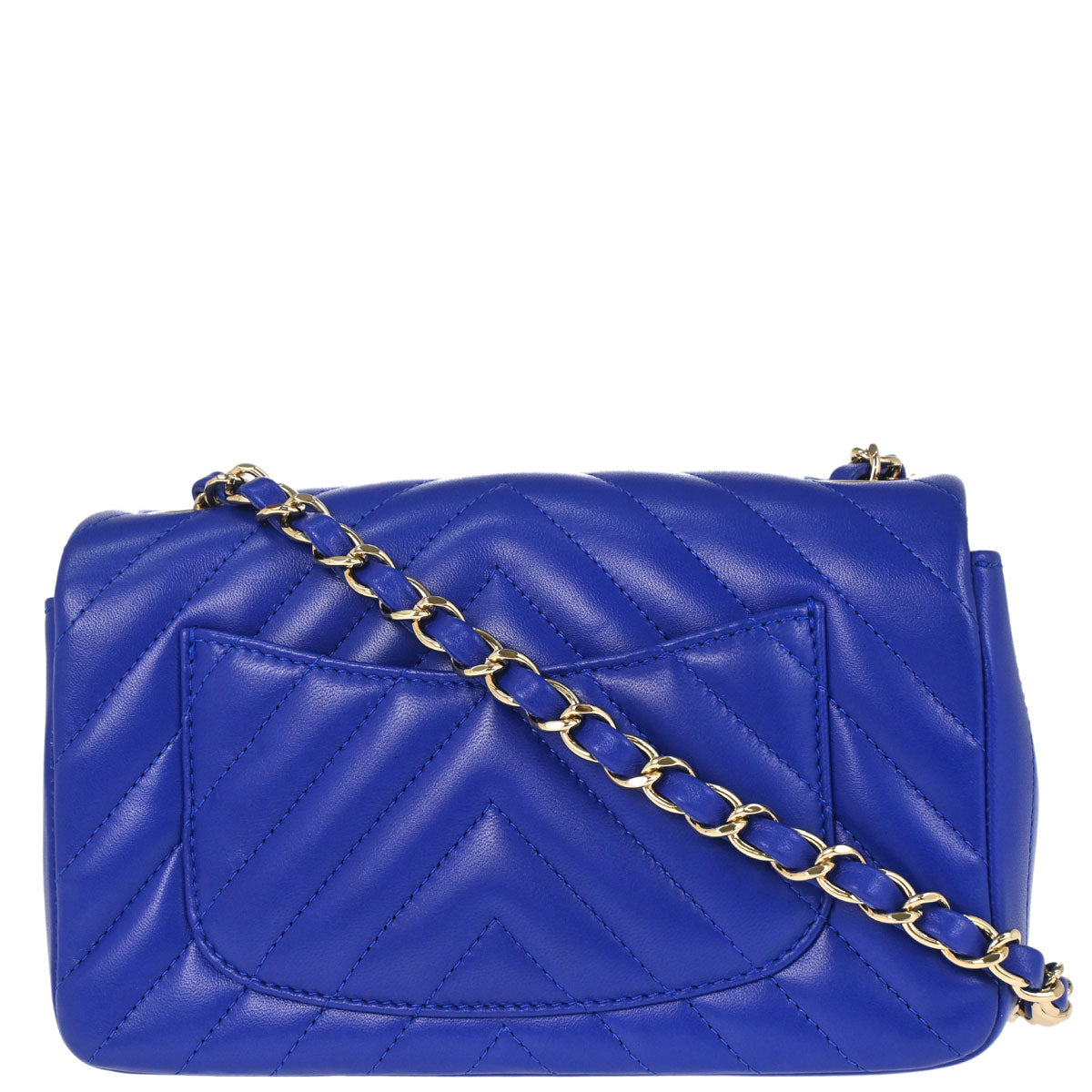 Chanel 2017-2018 Blue Lambskin Chevron Shoulder Bag