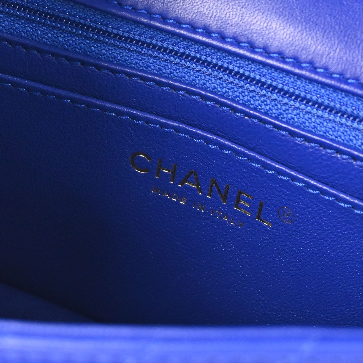Chanel 2017-2018 Blue Lambskin Chevron Shoulder Bag