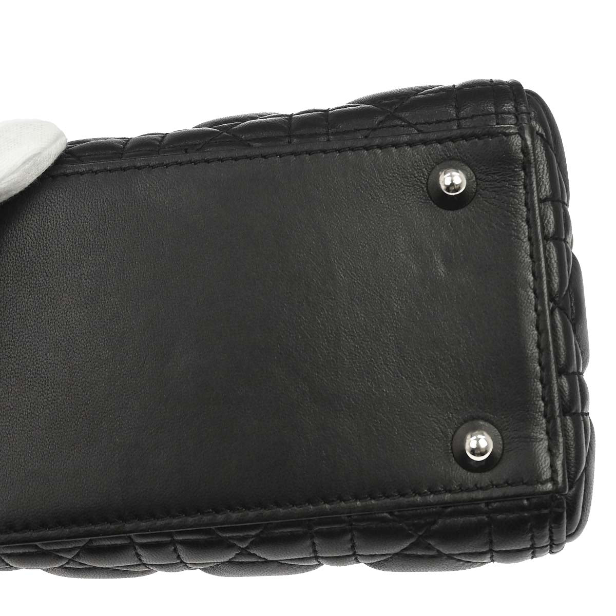 Christian Dior 2015 Black Lambskin Lady Dior Cannage 2way Shoulder Handbag