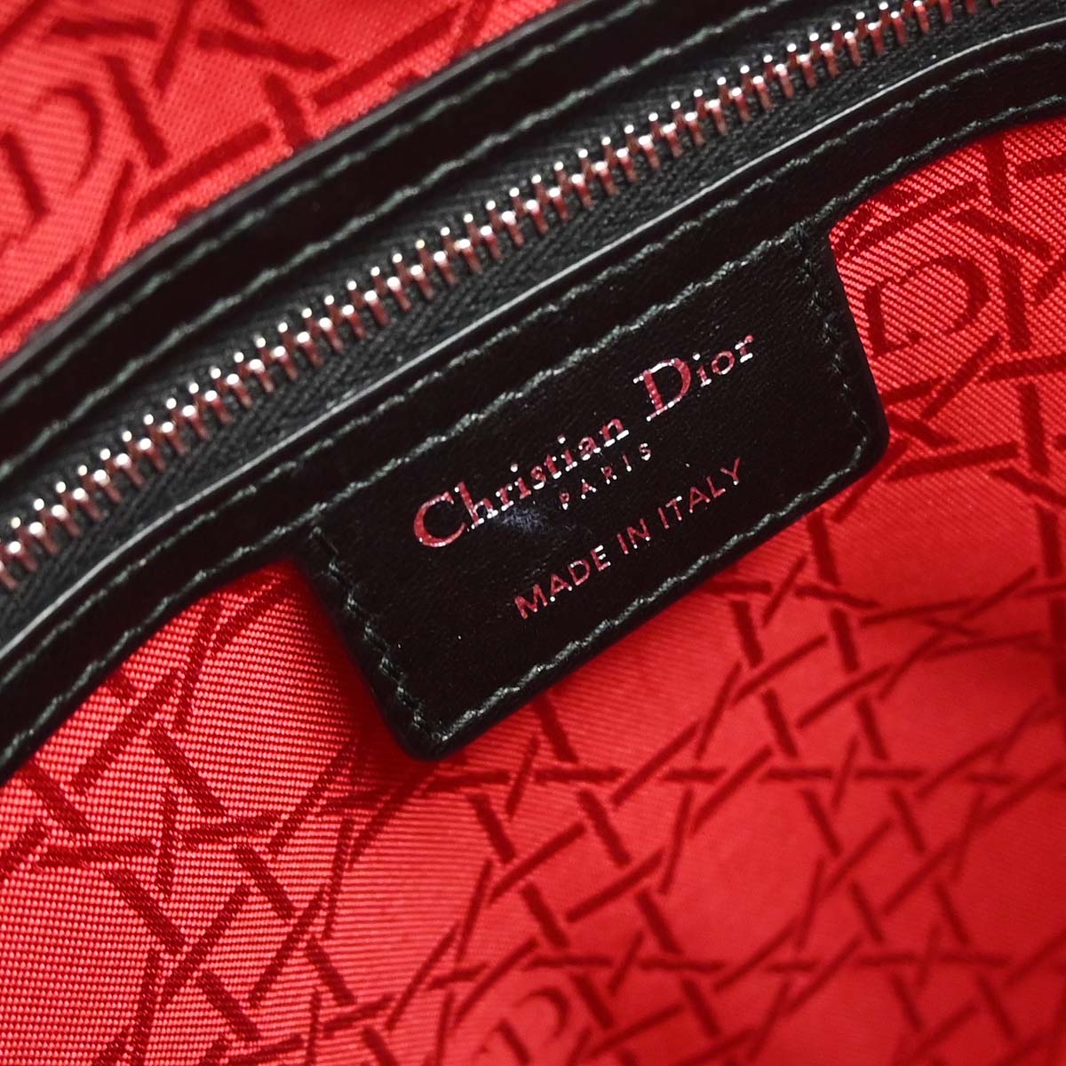 Christian Dior 2015 Black Lambskin Lady Dior Cannage 2way Shoulder Handbag