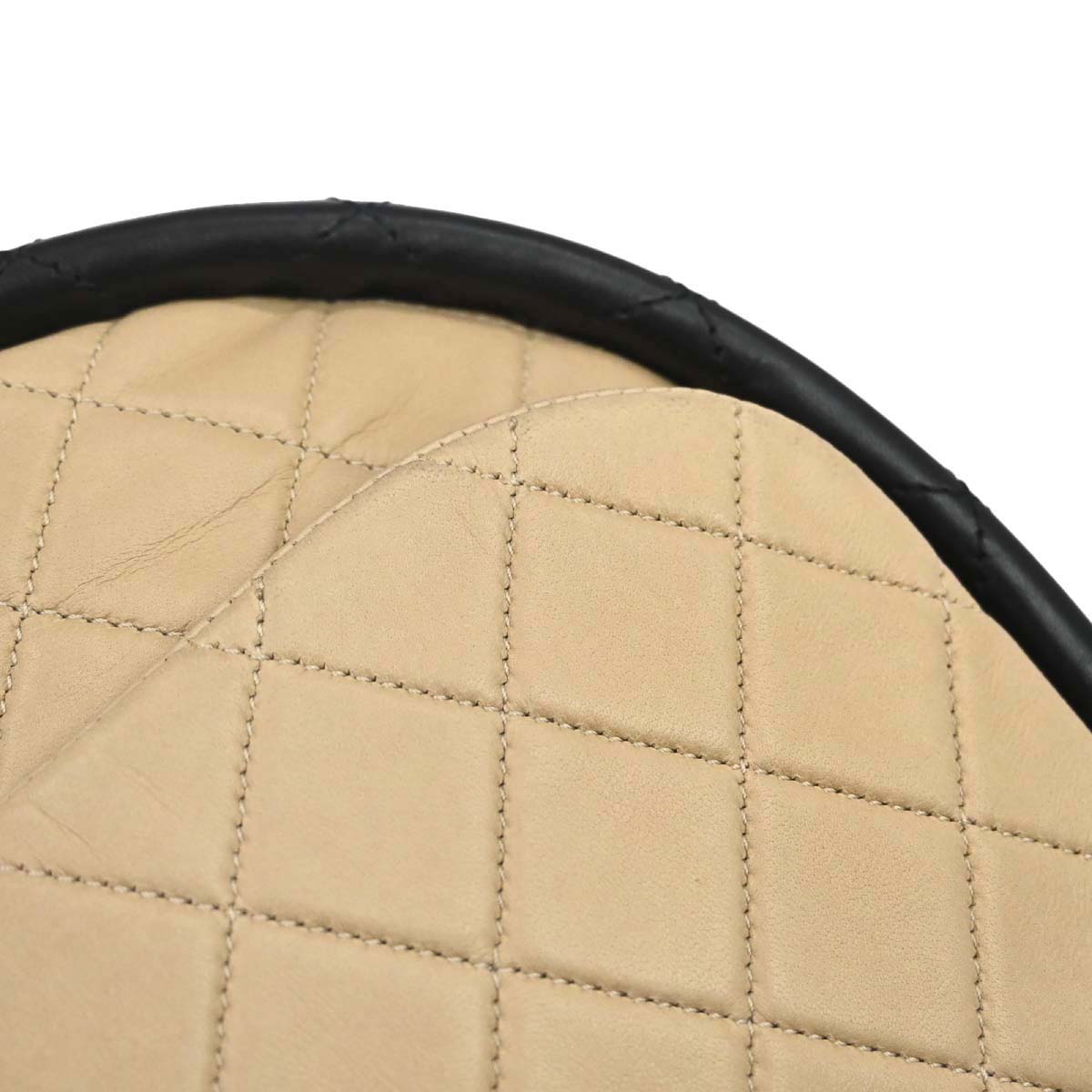 Chanel 2013-2014 Beige Black Lambskin Hula Hoop Large Handbag
