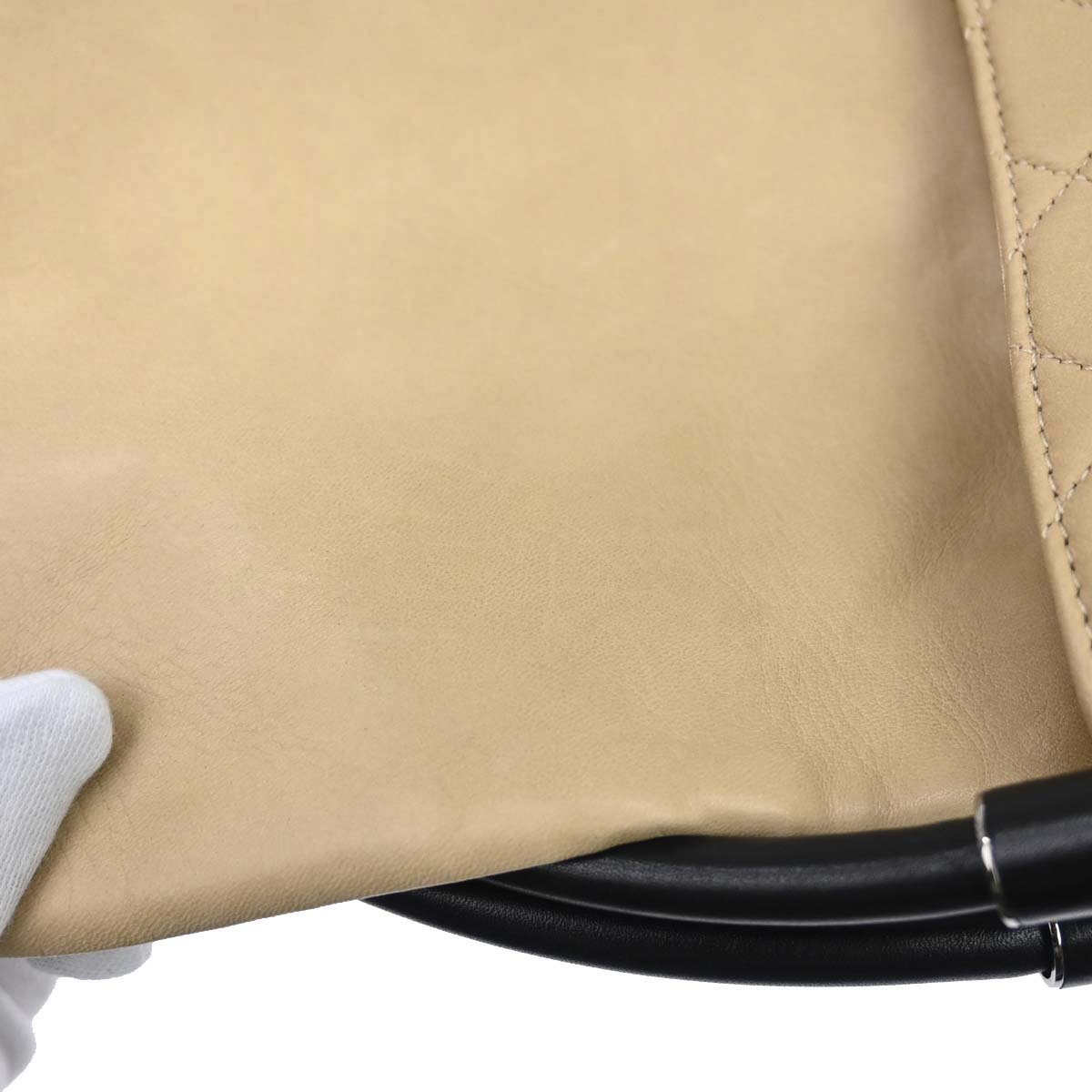 Chanel 2013-2014 Beige Black Lambskin Hula Hoop Large Handbag