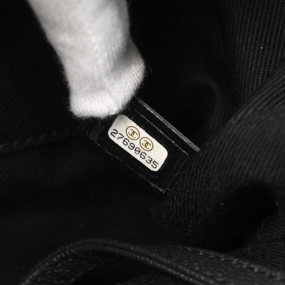 Chanel 2019 Black Caviar Skin Coco Eyelets Large Shopping Tote 2way Shoulder Chain Handbag