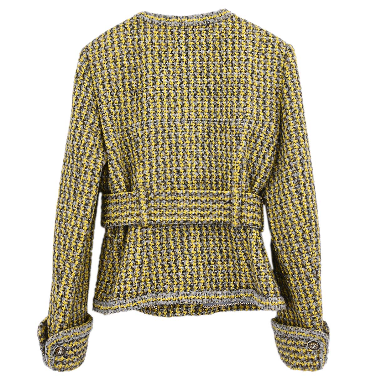 Chanel 2017 Collarless Single Breasted Jacket Tweed Yellow #36