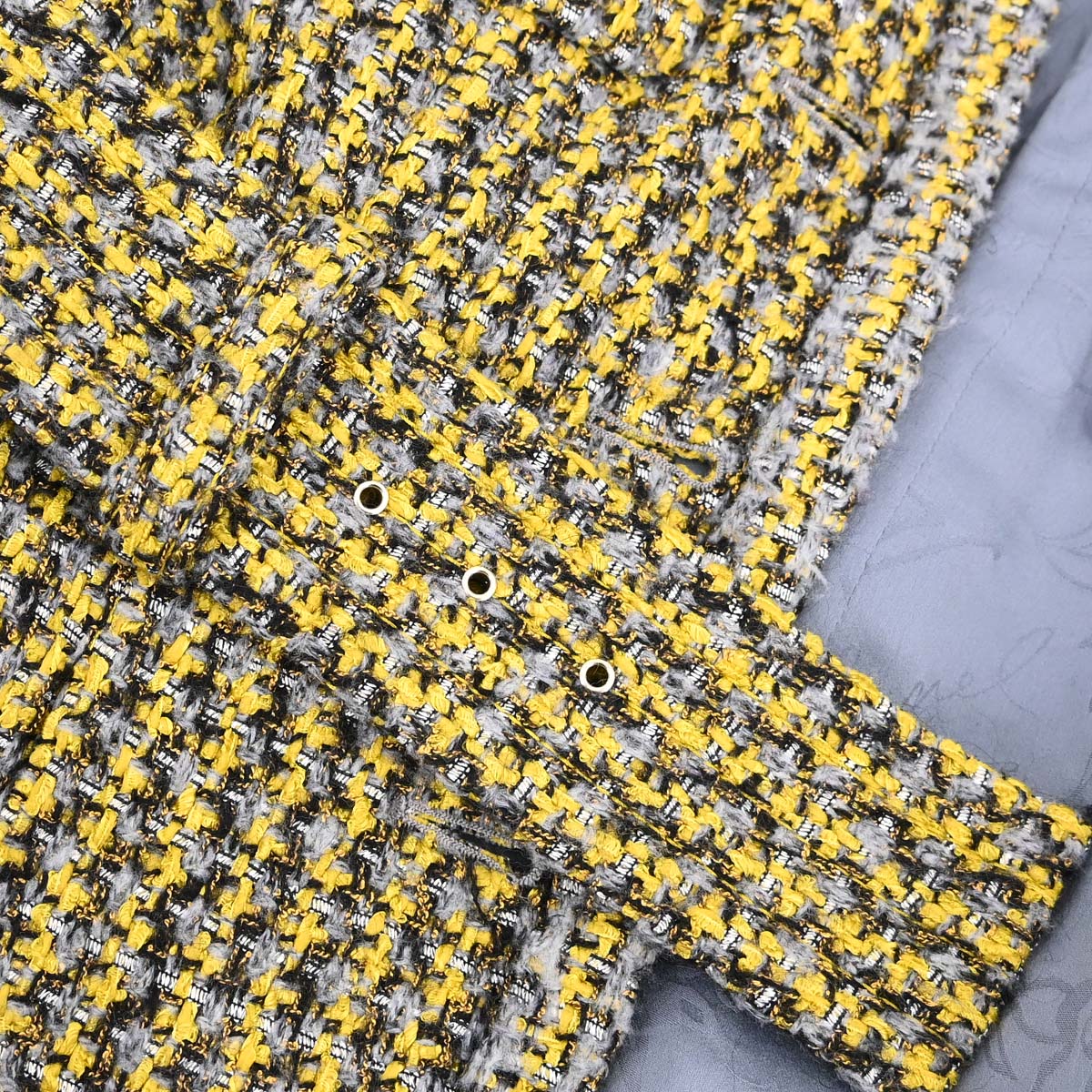Chanel 2017 Collarless Single Breasted Jacket Tweed Yellow #36