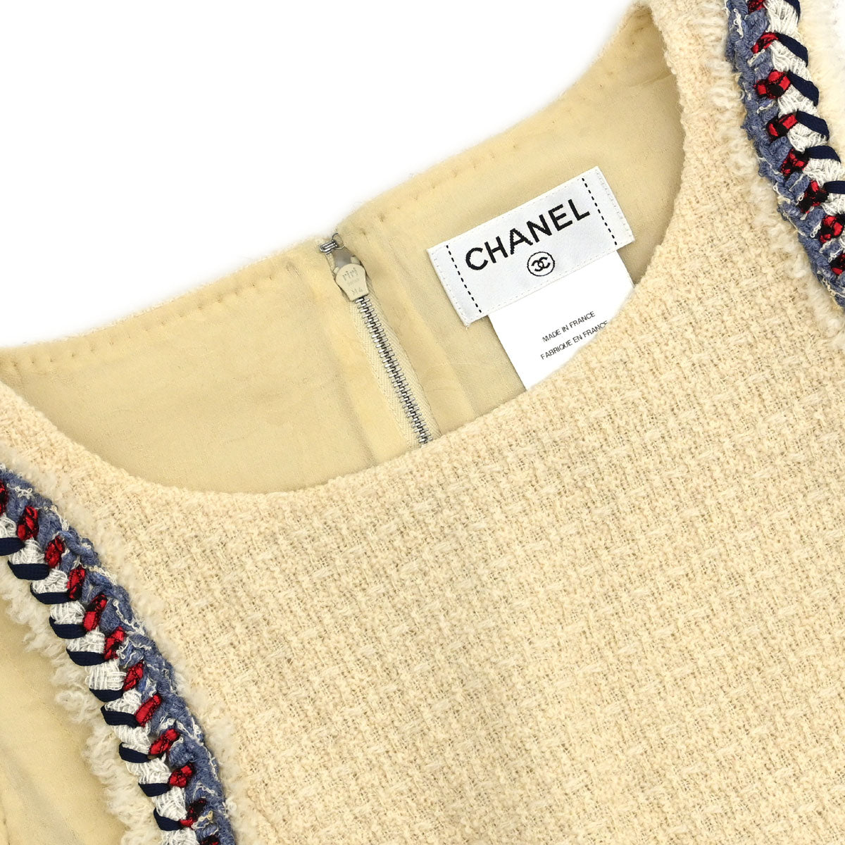 Chanel 2012-2013 Sleeveless Tweed Top Ivory #34