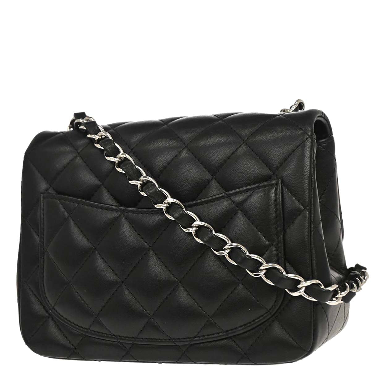 Chanel Black Lambskin Mini Classic Square Flap Shoulder Bag 17