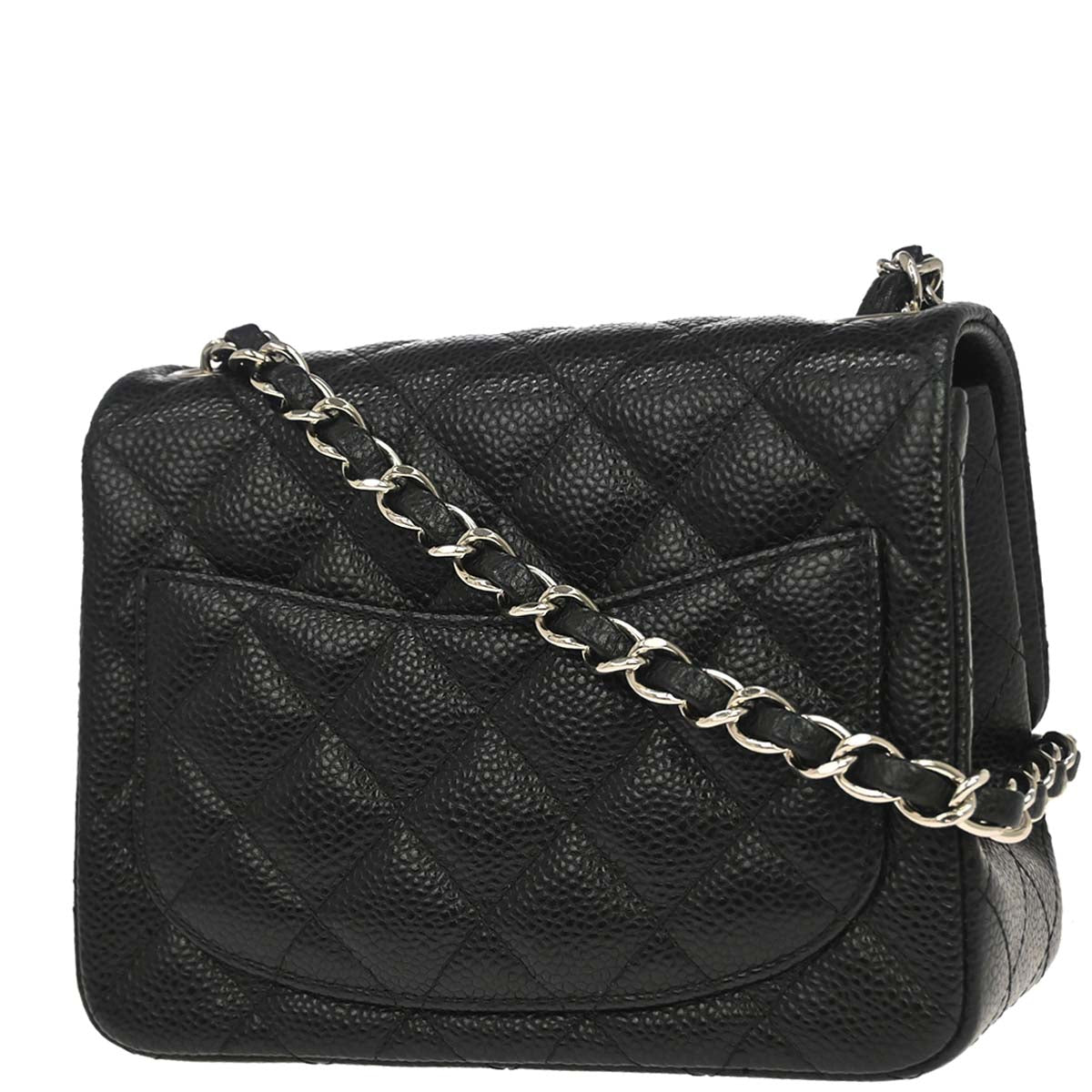 Chanel 2014-2015 Black Caviar Skin Mini Classic Square Flap Shoulder Bag 17