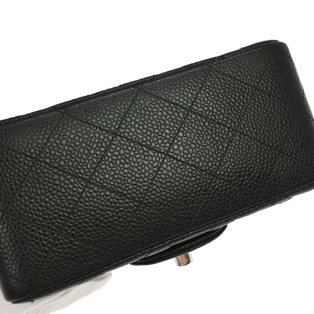 Chanel 2014-2015 Black Caviar Skin Mini Classic Square Flap Shoulder Bag 17