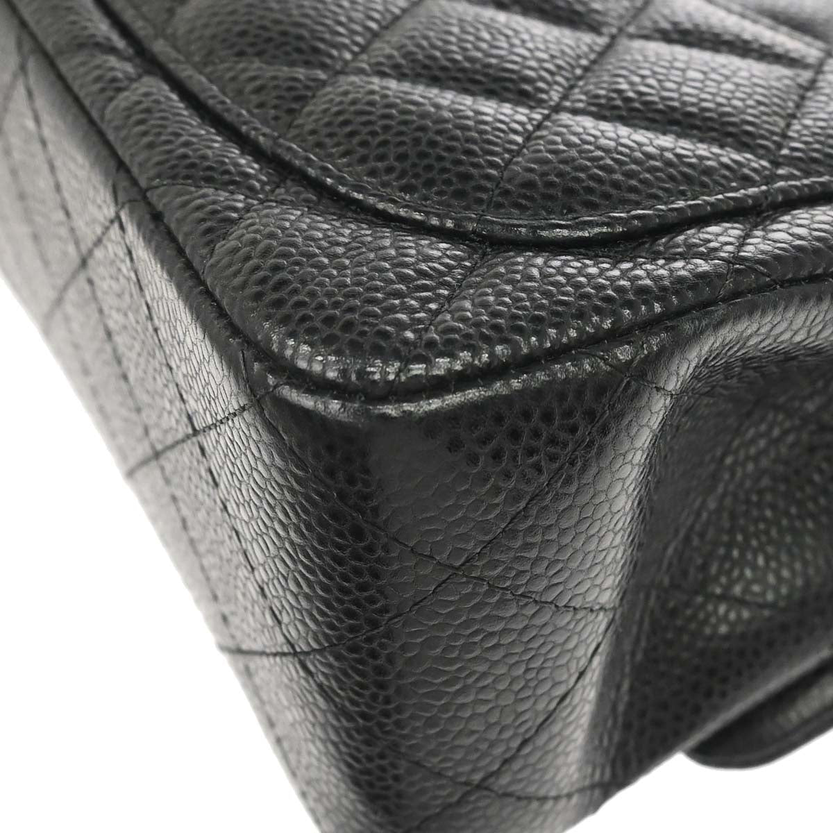 Chanel 2014-2015 Black Caviar Skin Mini Classic Square Flap Shoulder Bag 17