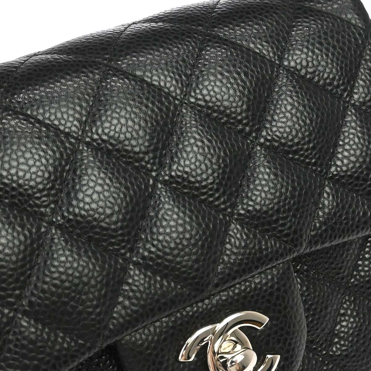 Chanel 2014-2015 Black Caviar Skin Mini Classic Square Flap Shoulder Bag 17