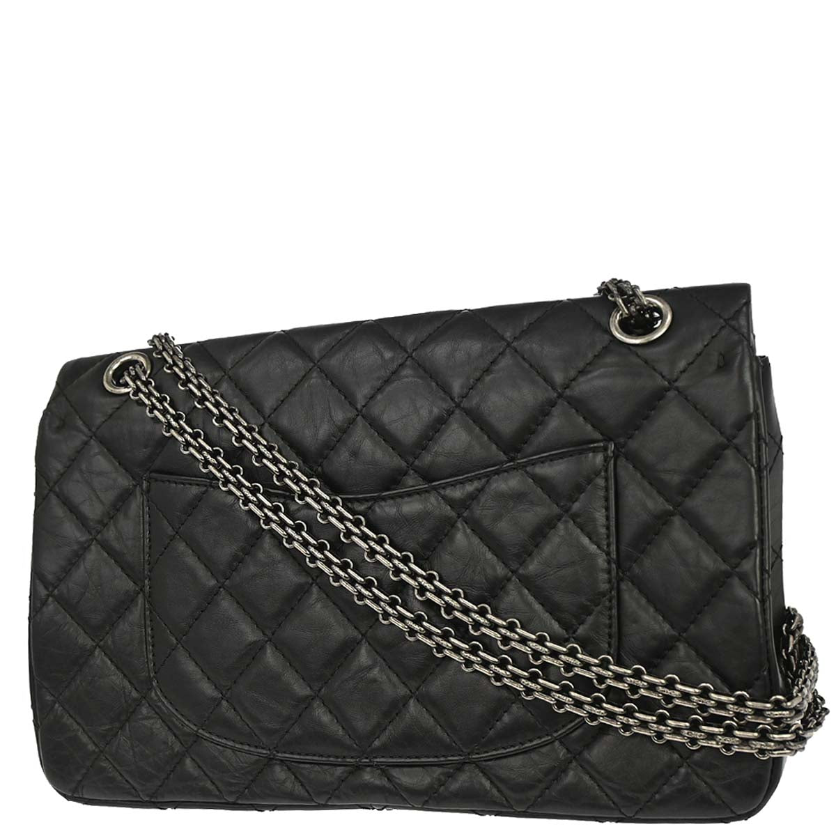Chanel 2014 Black Calfskin 2.55 Classic Double Flap Shoulder Bag