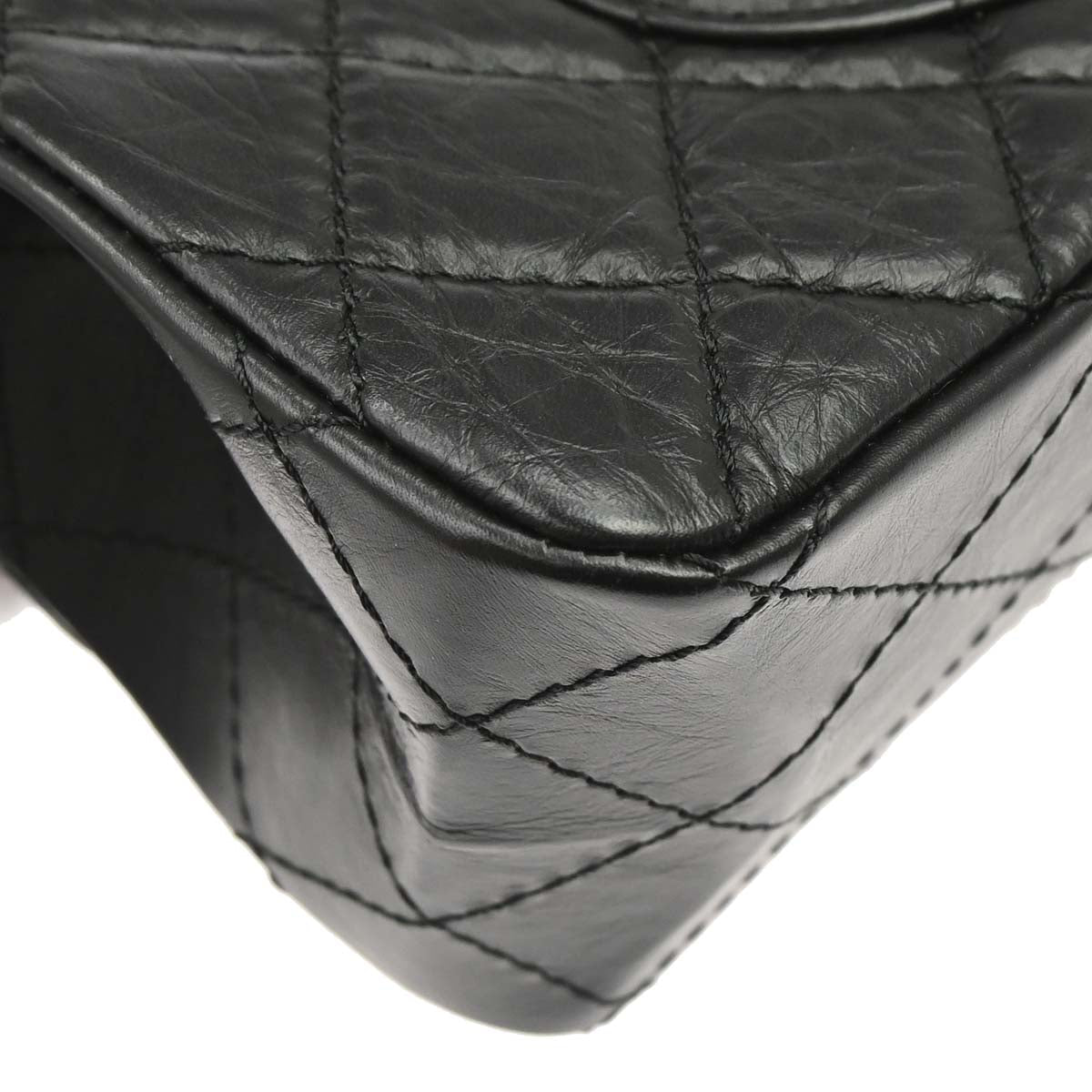 Chanel 2014 Black Calfskin 2.55 Classic Double Flap Shoulder Bag