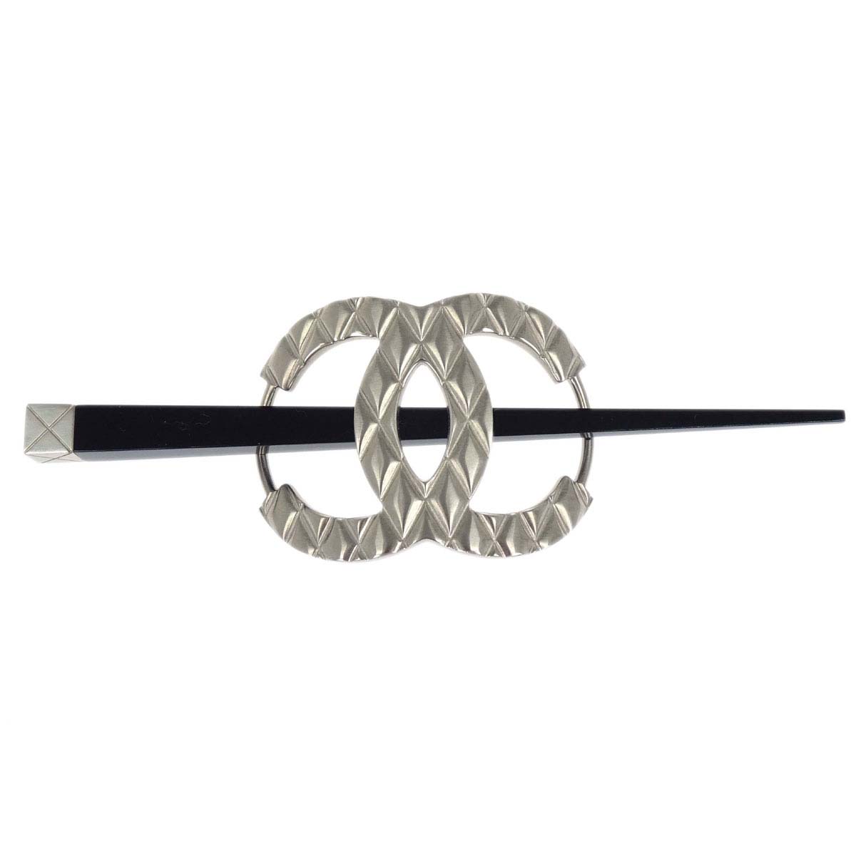Chanel CC Hairpin Silver Black B15K