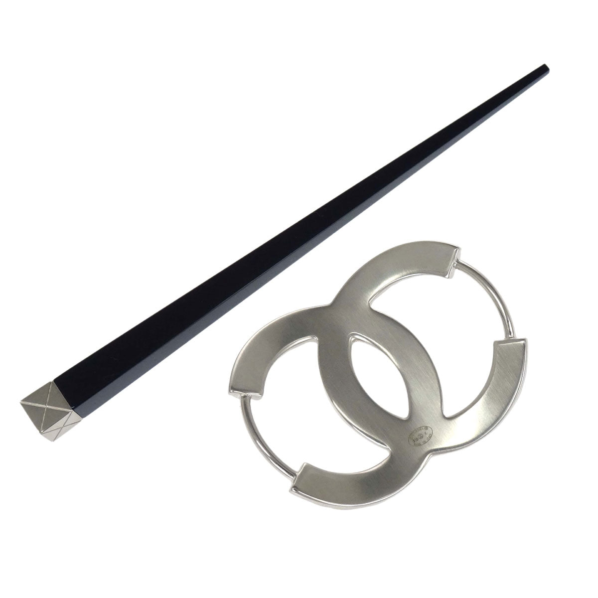 Chanel CC Hairpin Silver Black B15K