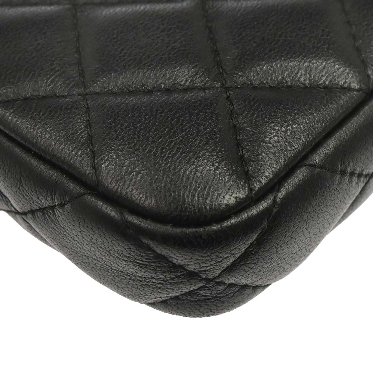 Chanel 2019 Black Lambskin Double Zip Chain WOC Shoulder Bag