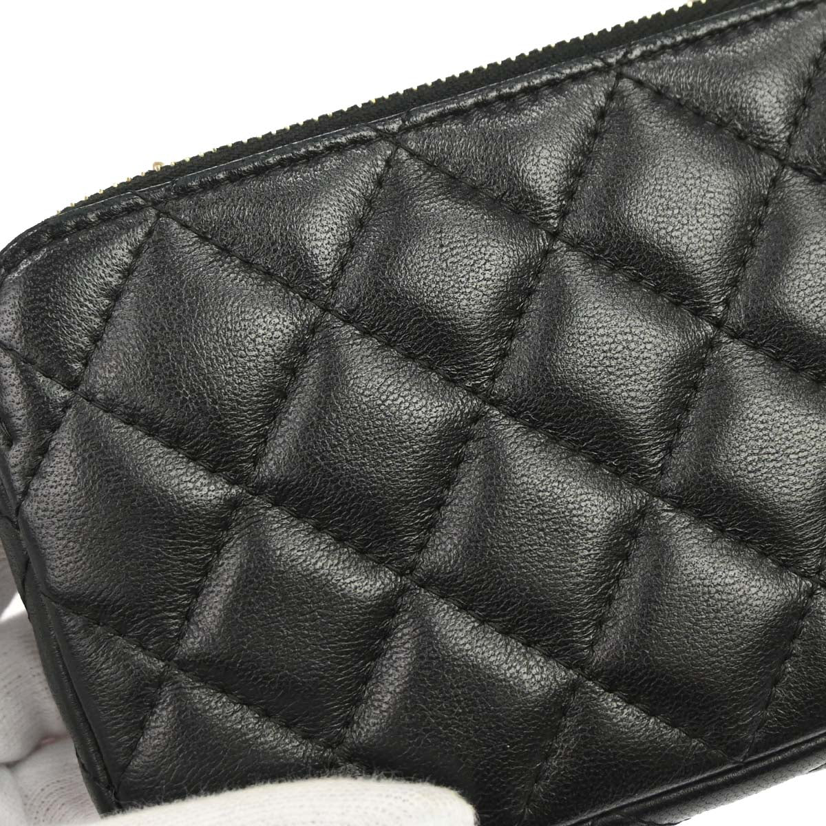 Chanel 2019 Black Lambskin Double Zip Chain WOC Shoulder Bag