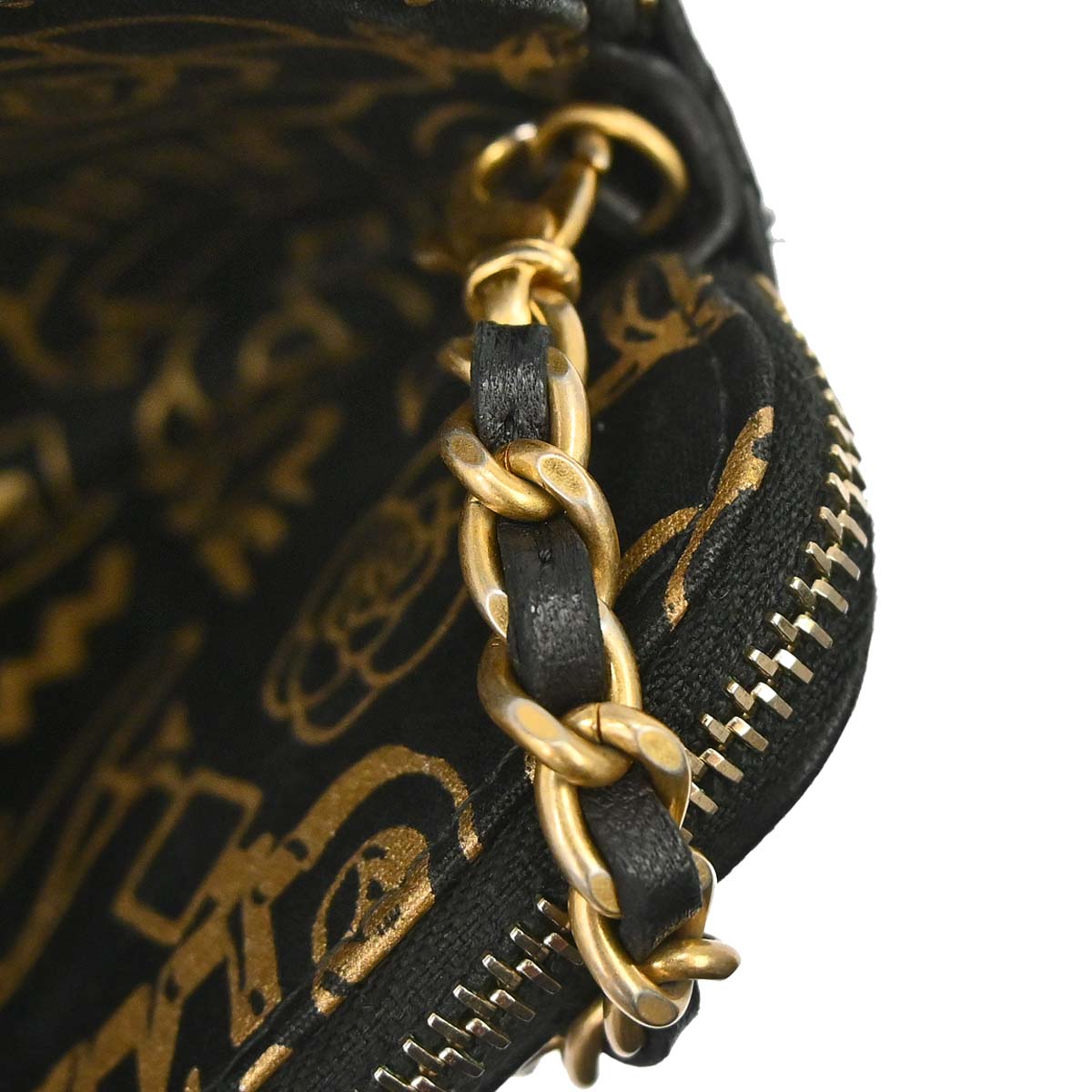 Chanel 2019 Black Lambskin Double Zip Chain WOC Shoulder Bag