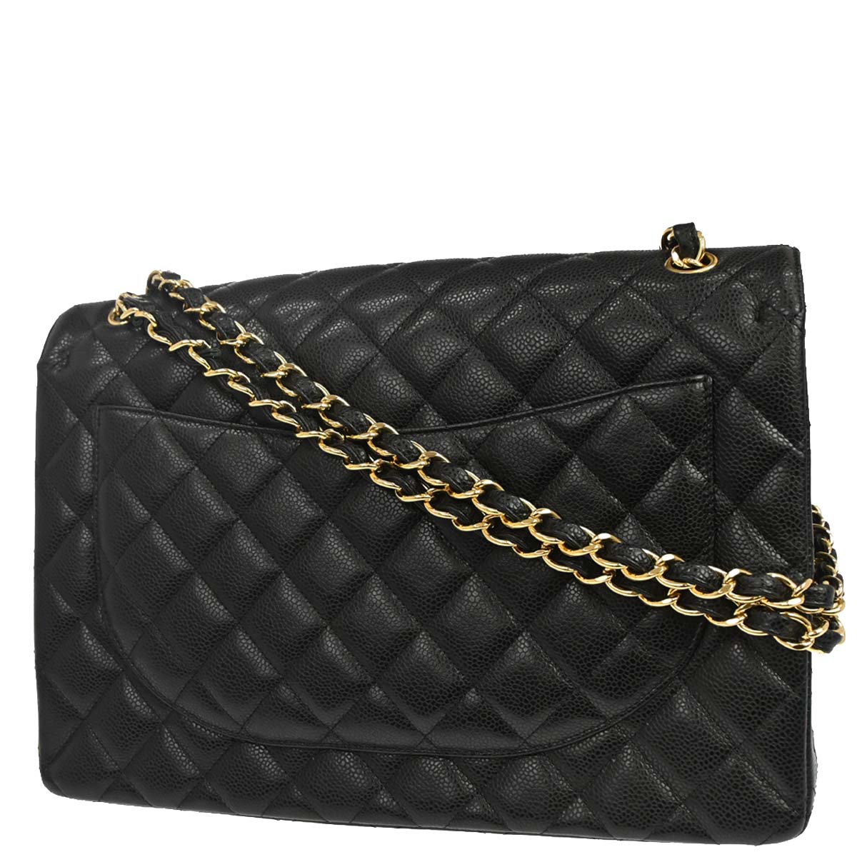 Chanel Black Caviar Skin Maxi Classic Double Flap Shoulder Bag
