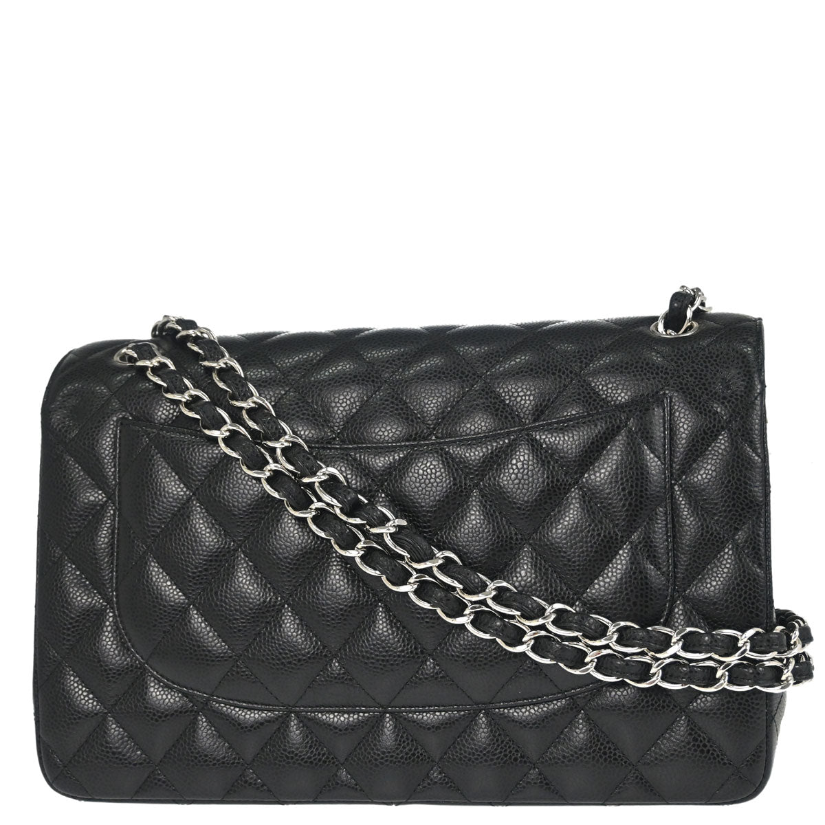 Chanel Black Caviar Skin Jumbo Classic Double Flap Shoulder Bag