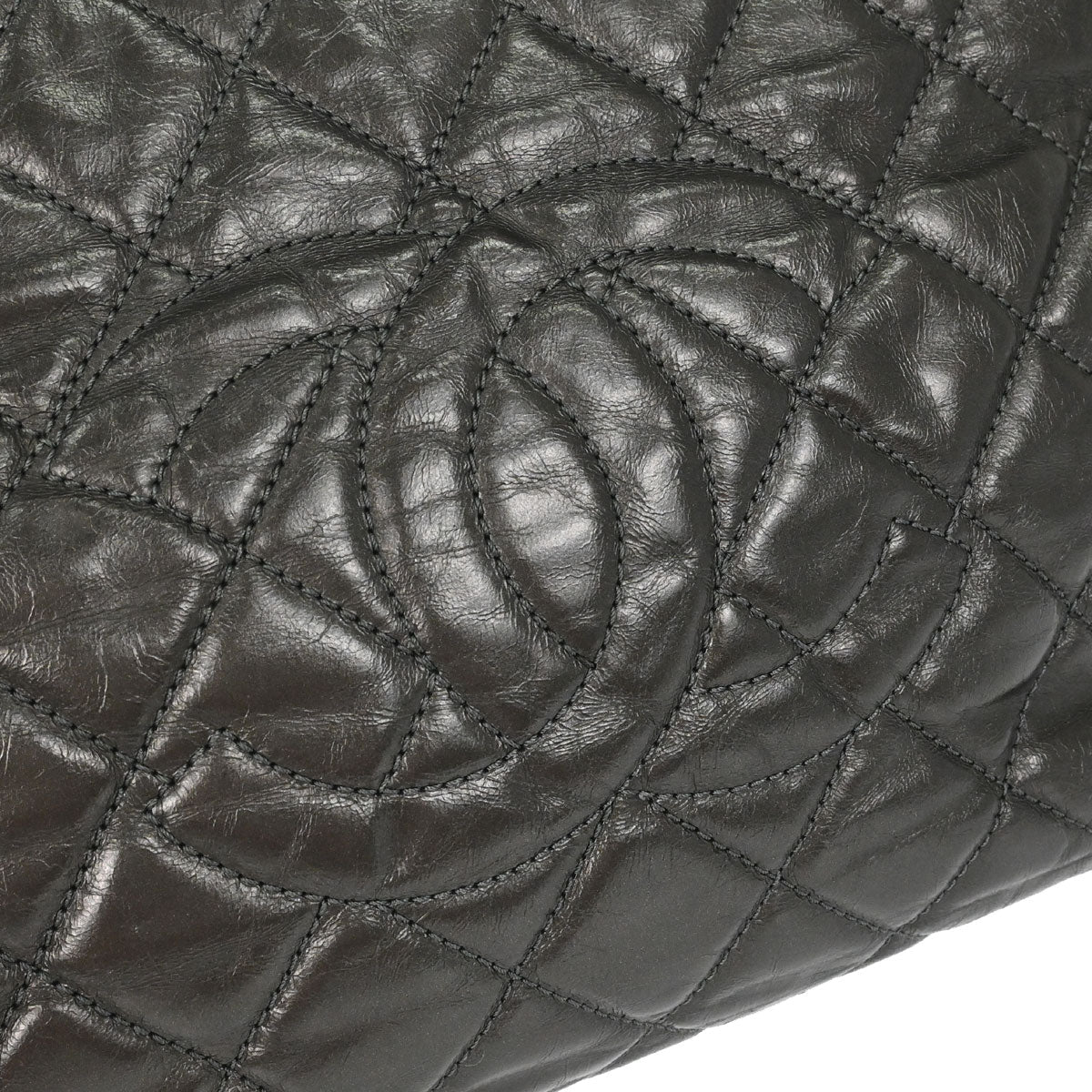 Chanel 2012 Metallic Gray Calfskin Chain Me Tote Handbag