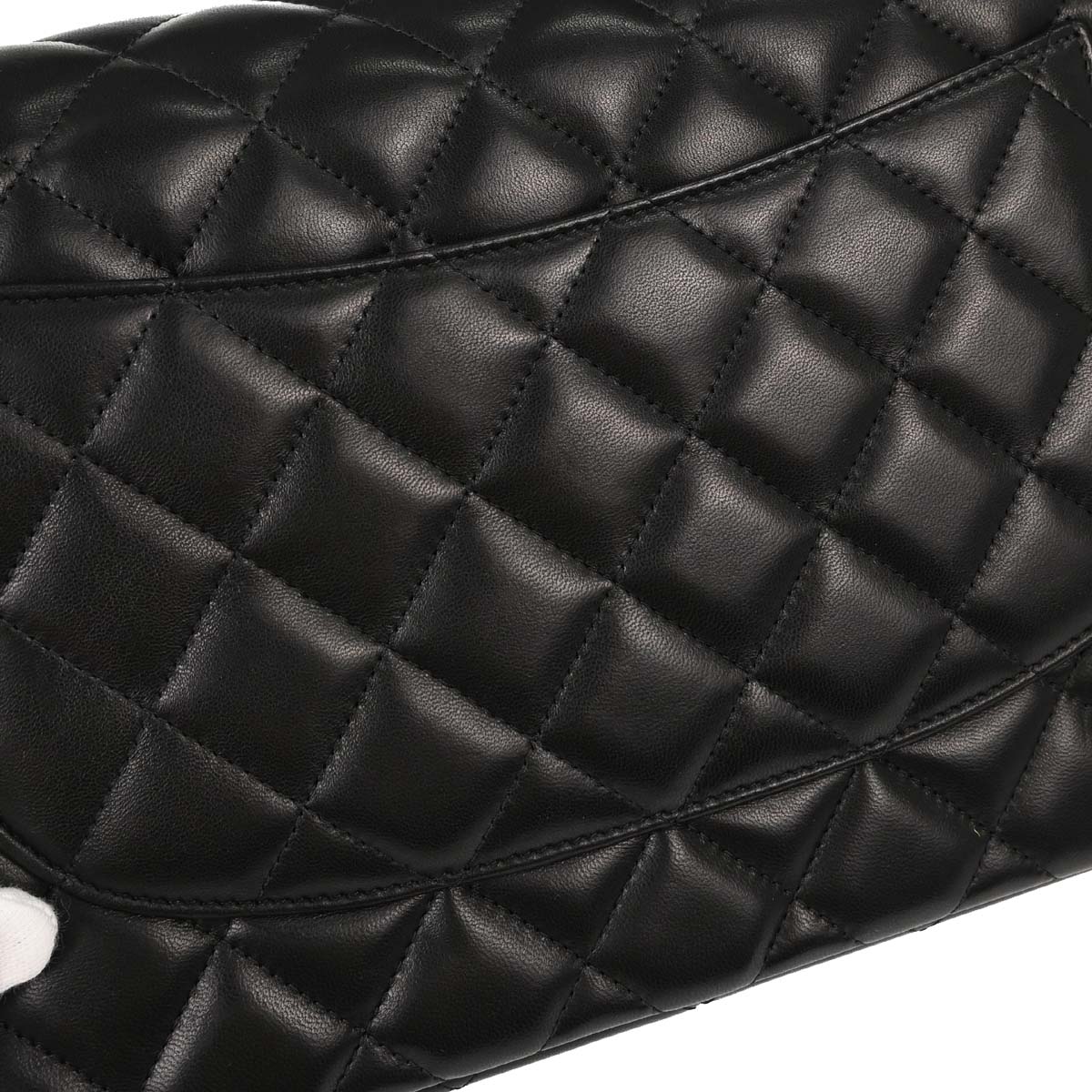 Chanel 2012 Black Lambskin Jumbo Classic Double Flap Shoulder Bag