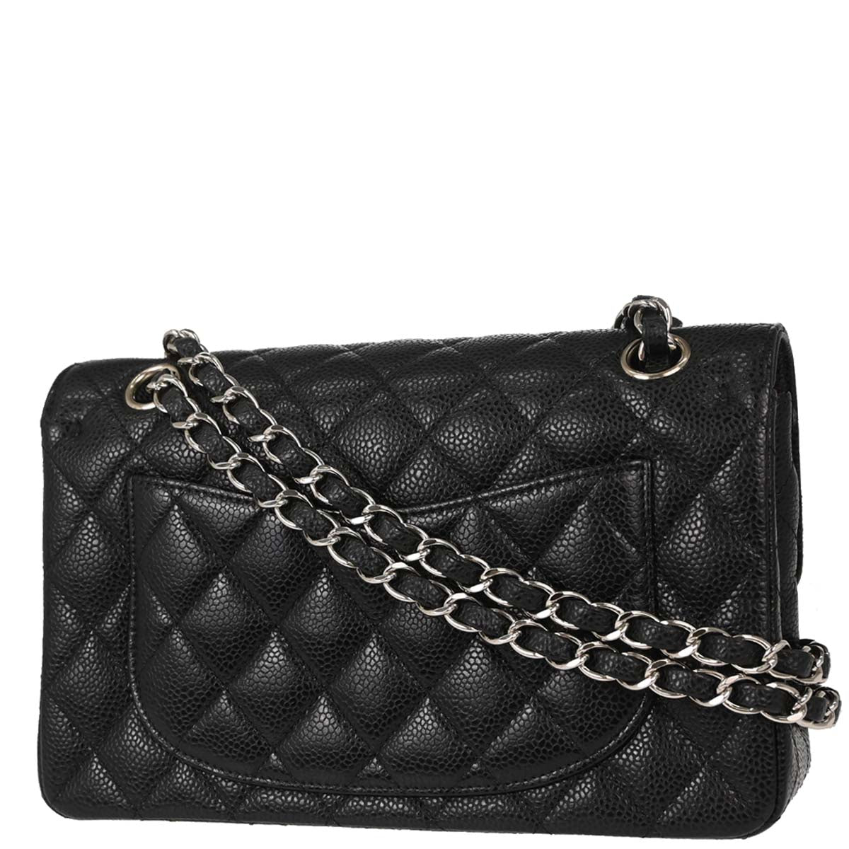 Chanel 2012 Black Caviar Skin Small Classic Double Flap Shoulder Bag